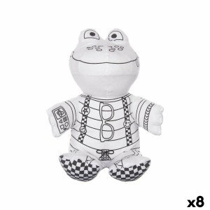 Peluche à colorier Pincello ST342 Blanc Noir Tissu 16 x 18 x 13 cm Grenouille (8 Unités)