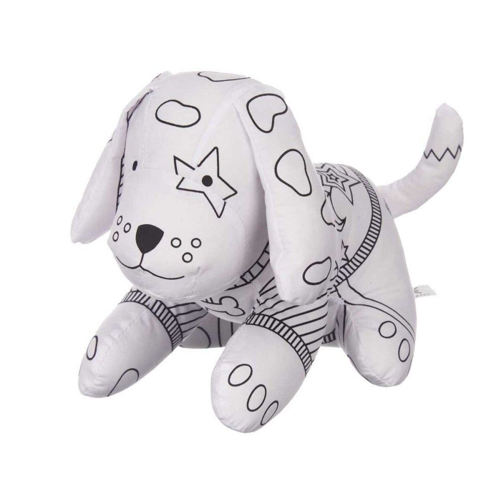Peluche à colorier Pincello ST341 Blanc Noir Tissu 13 x 14 x 20 cm Chien (8 Unités)