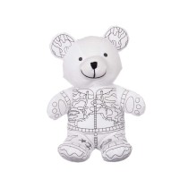 Peluche à colorier Pincello ST339 Blanc Noir Tissu 17 x 21 x 12 cm Ours (8 Unités)