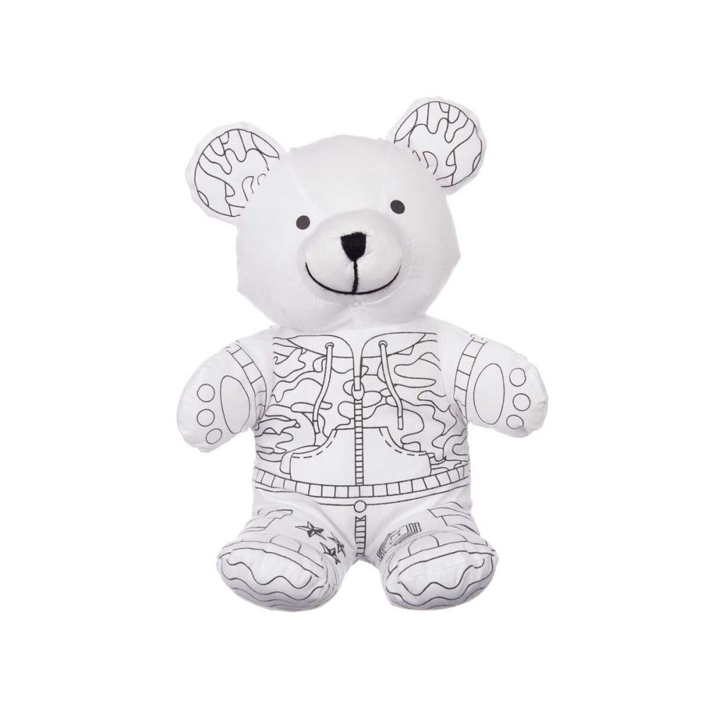 Peluche à colorier Pincello ST339 Blanc Noir Tissu 17 x 21 x 12 cm Ours (8 Unités)