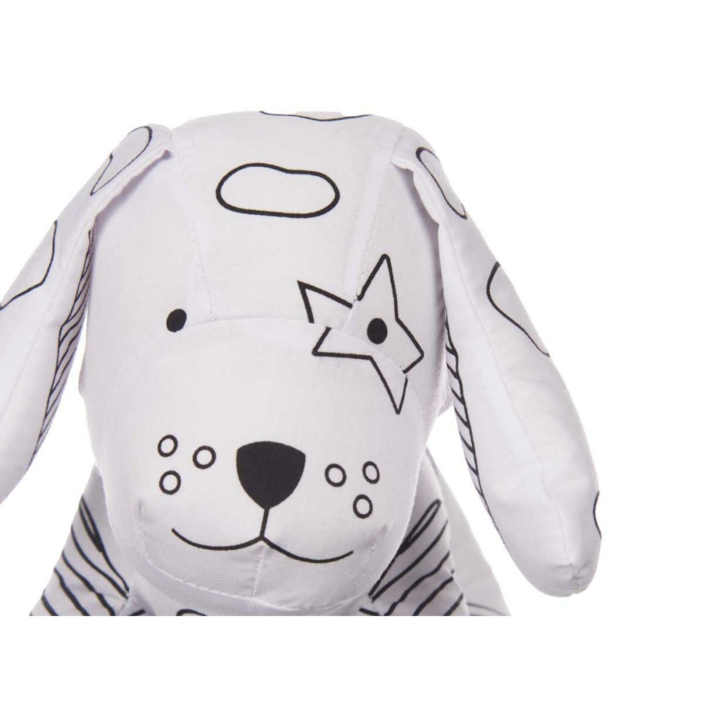 Peluche à colorier Pincello ST341 Blanc Noir Tissu 13 x 14 x 20 cm Chien (8 Unités)