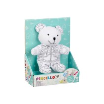 Peluche à colorier Pincello ST339 Blanc Noir Tissu 17 x 21 x 12 cm Ours (8 Unités)