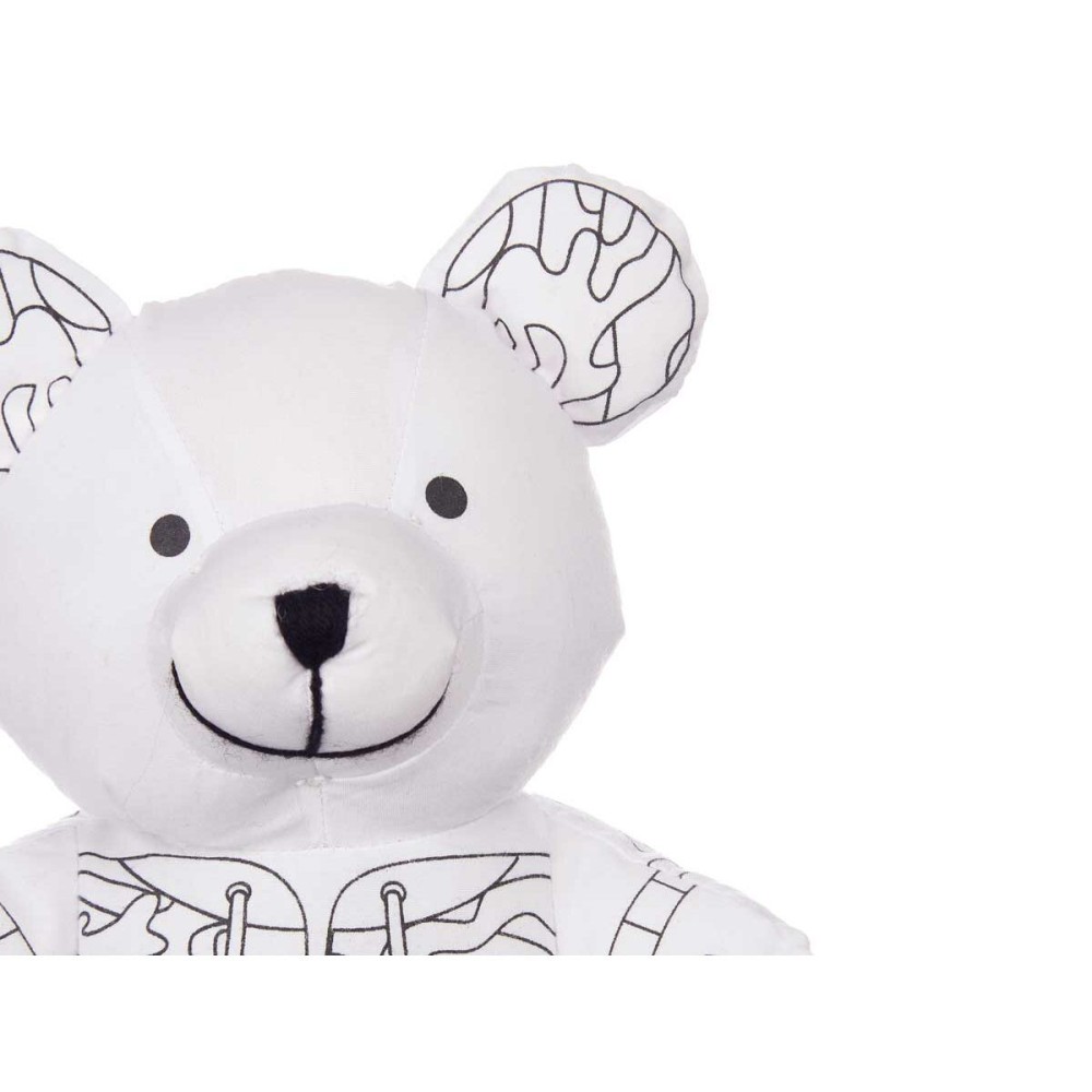 Peluche à colorier Pincello ST339 Blanc Noir Tissu 17 x 21 x 12 cm Ours (8 Unités)