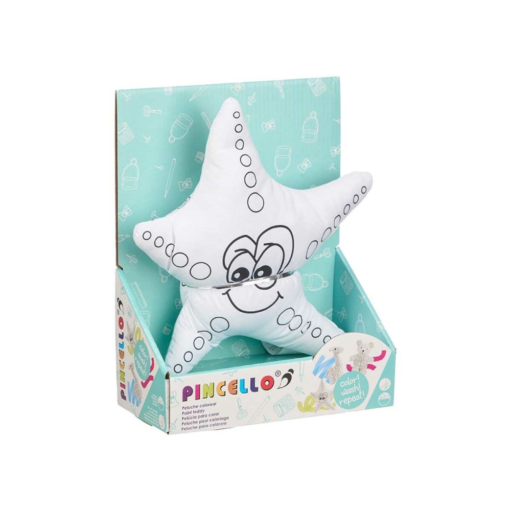Colouring Plush Pincello ST371 White Black Cloth 26 x 26 x 8 cm Starfish (8 Units)
