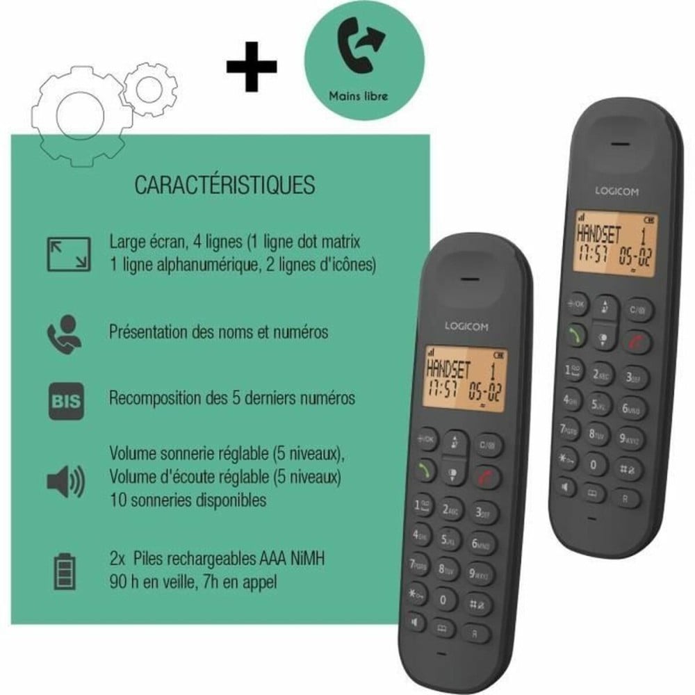 Téléphone fixe Logicom DECT ILOA 250 DUO Noir