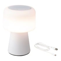 Lampe LED avec haut-parleur Bluetooth et chargeur sans fil Lumineo 894417 Blanc Rechargeable