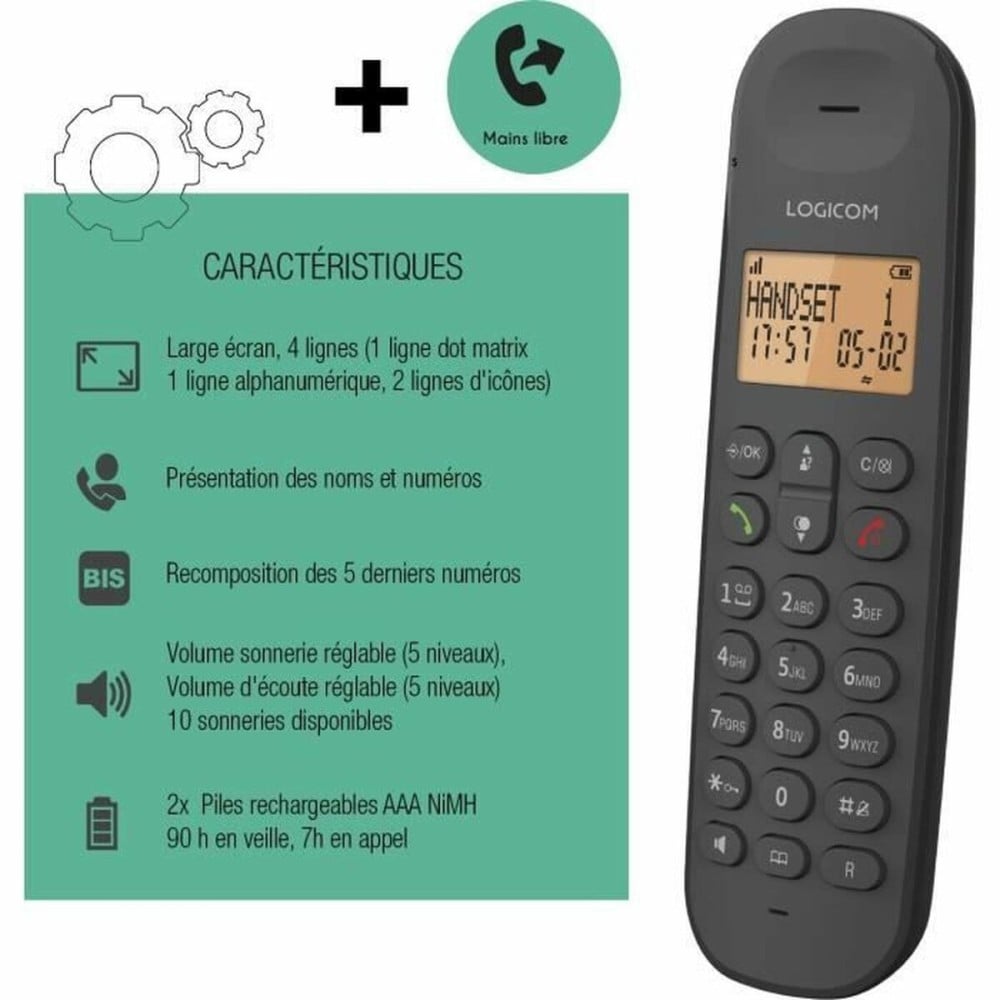 Téléphone fixe Logicom DECT ILOA 150 SOLO Noir