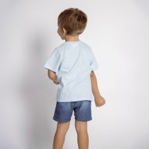 Child's Short Sleeve T-Shirt Stitch Light Blue