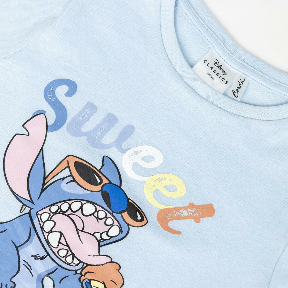 Child's Short Sleeve T-Shirt Stitch Light Blue