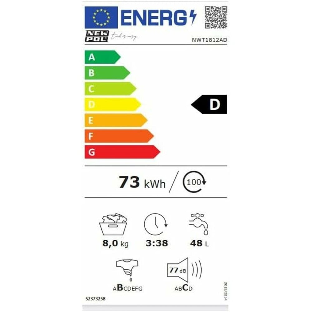 Machine à laver NEWPOL NWT1812AD 59,7 cm 1200 rpm