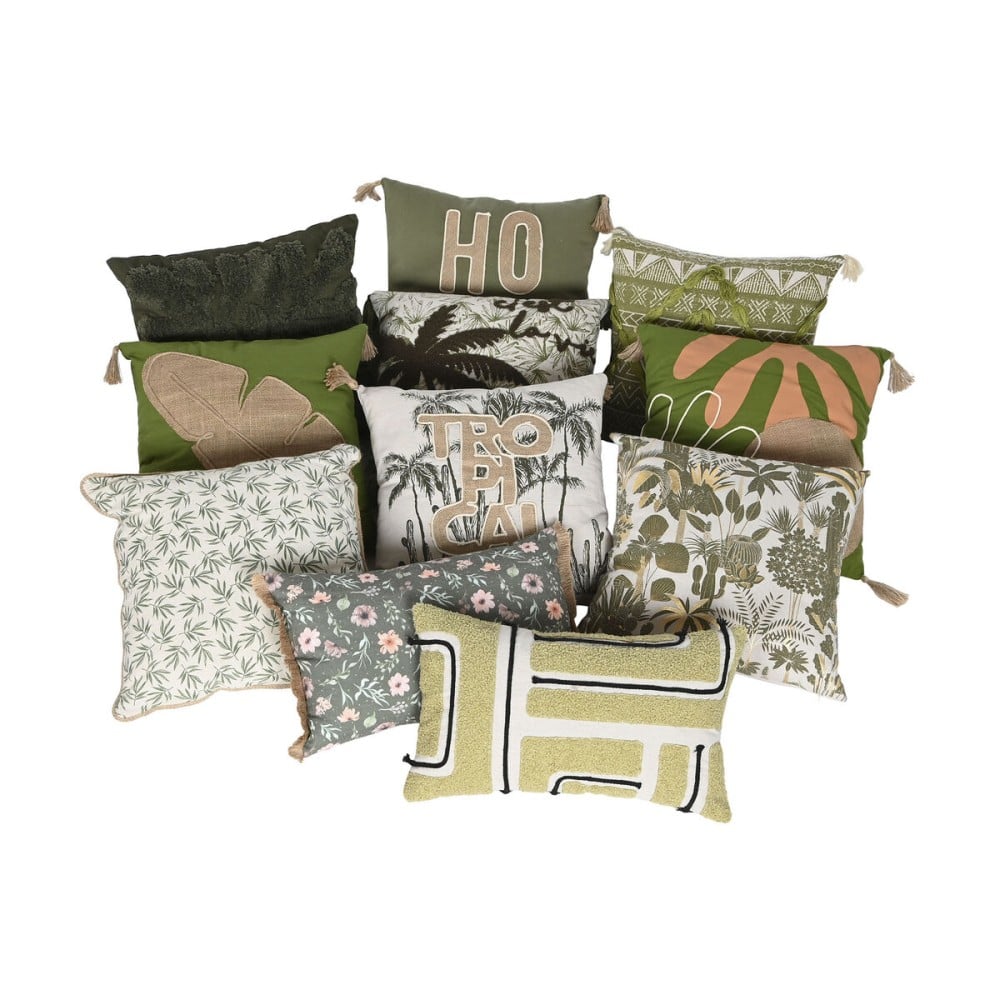 Cushion Home ESPRIT Green Coral Boho 45 x 5 x 45 cm