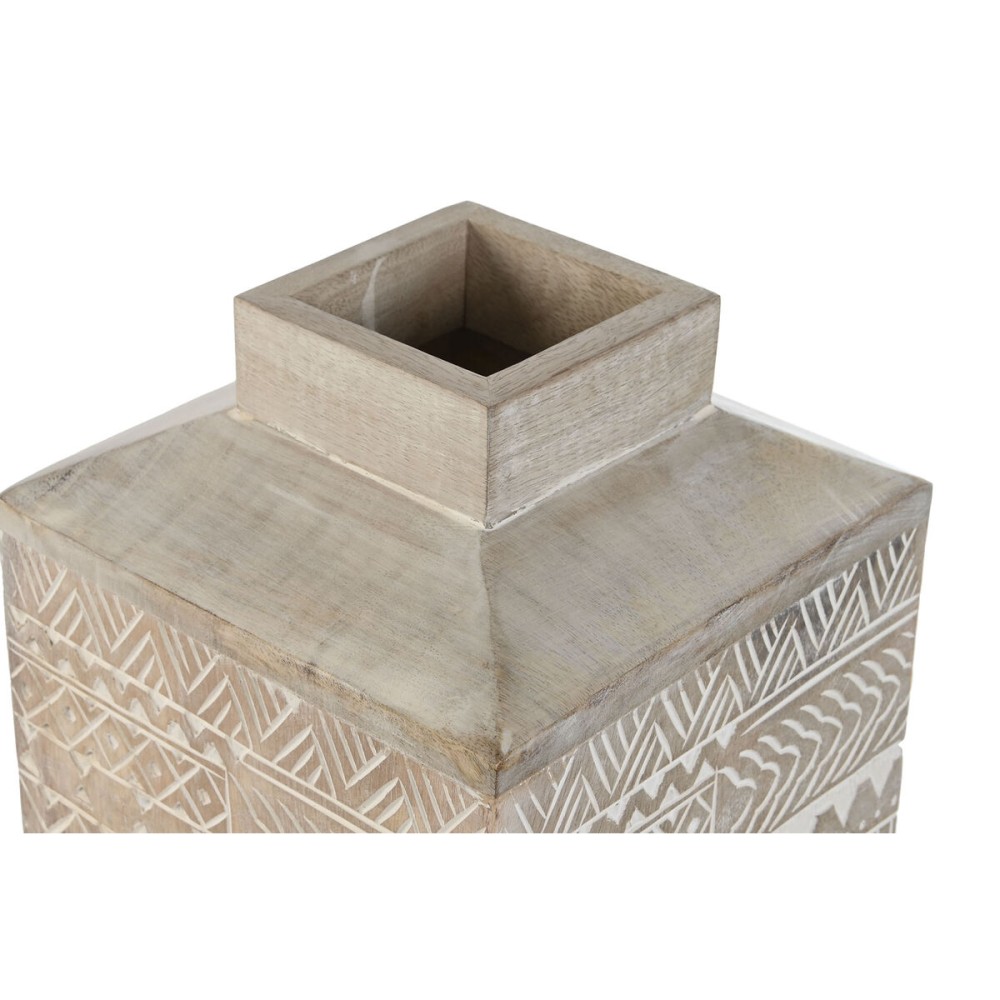 Vase Home ESPRIT Blanc Naturel Bois de manguier Colonial 18 x 18 x 30,5 cm