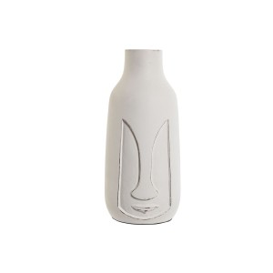 Vase Home ESPRIT Blanc Bois de manguier Moderne Visage 15 x 15 x 30 cm