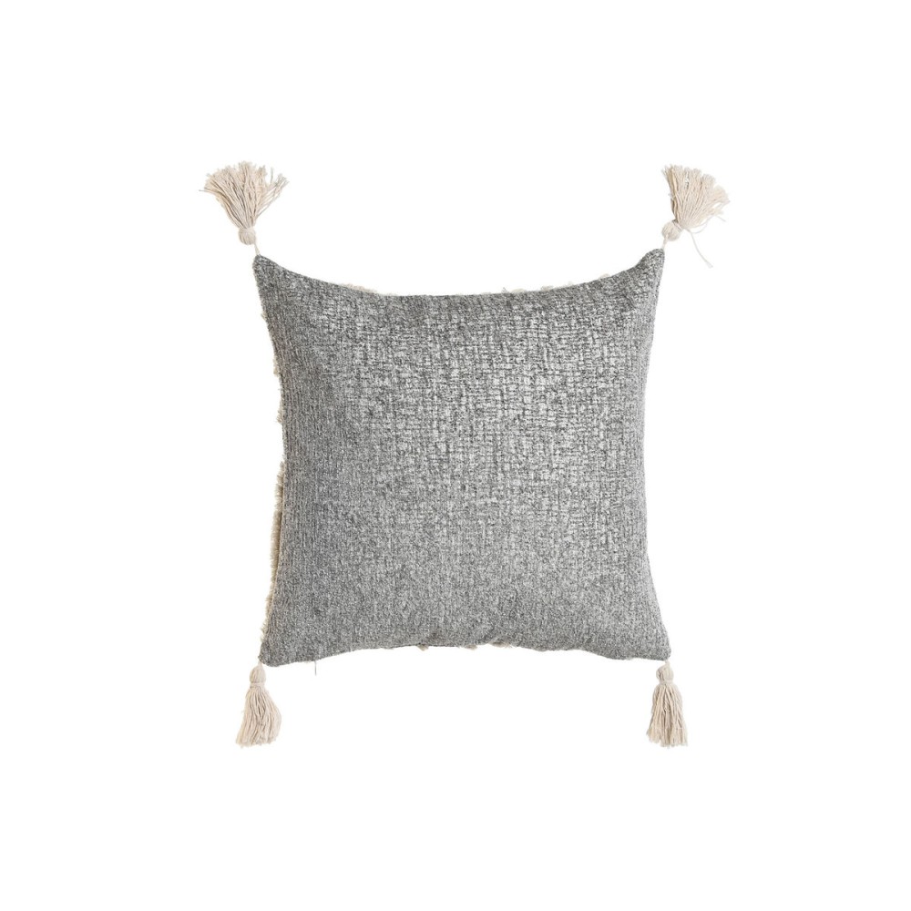 Cushion Home ESPRIT White Grey Tassels Boho 45 x 15 x 45 cm