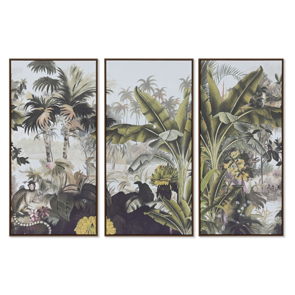 Satz mit 3 Bildern Home ESPRIT Tropical 180 x 4 x 120 cm (3 Stücke)