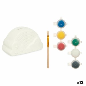 Sparschwein zum Anmalen Pincello BS2660 Weiß 13,9 x 8,4 x 9,6 cm Regenbogen (12 Stück)