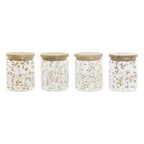 Boîte DKD Home Decor Bambou Verre Borosilicaté Shabby Chic 700 ml 10 x 10 x 12,5 cm (4 Unités)