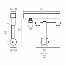 Seilrolle für Pergola Micel TLD21 Nylon 65 x 18,5 x 90 mm Rutsche Weiß