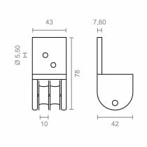 Seilrolle für Pergola Micel TLD19 Nylon 4,3 x 4,2 x 7,8 cm Frontal Weiß