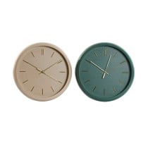 Horloge Murale Home ESPRIT Vert Rose PVC Moderne 30 x 4 x 30 cm (2 Unités)