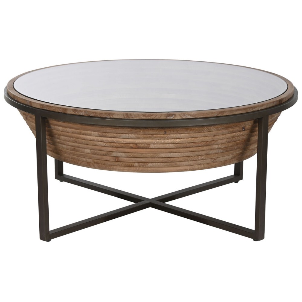 Table Basse Home ESPRIT Verre Bois d'épicéa 102 x 102 x 46 cm