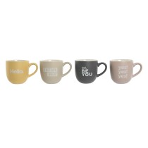 4 Piece Mug Set Home ESPRIT Yellow Beige Grey Pink Porcelain 410 ml 13 x 9 x 9,4 cm