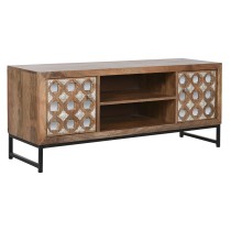 TV-Möbel Home ESPRIT Braun Schwarz Silberfarben Mango-Holz Spiegel 130 x 40 x 55,5 cm