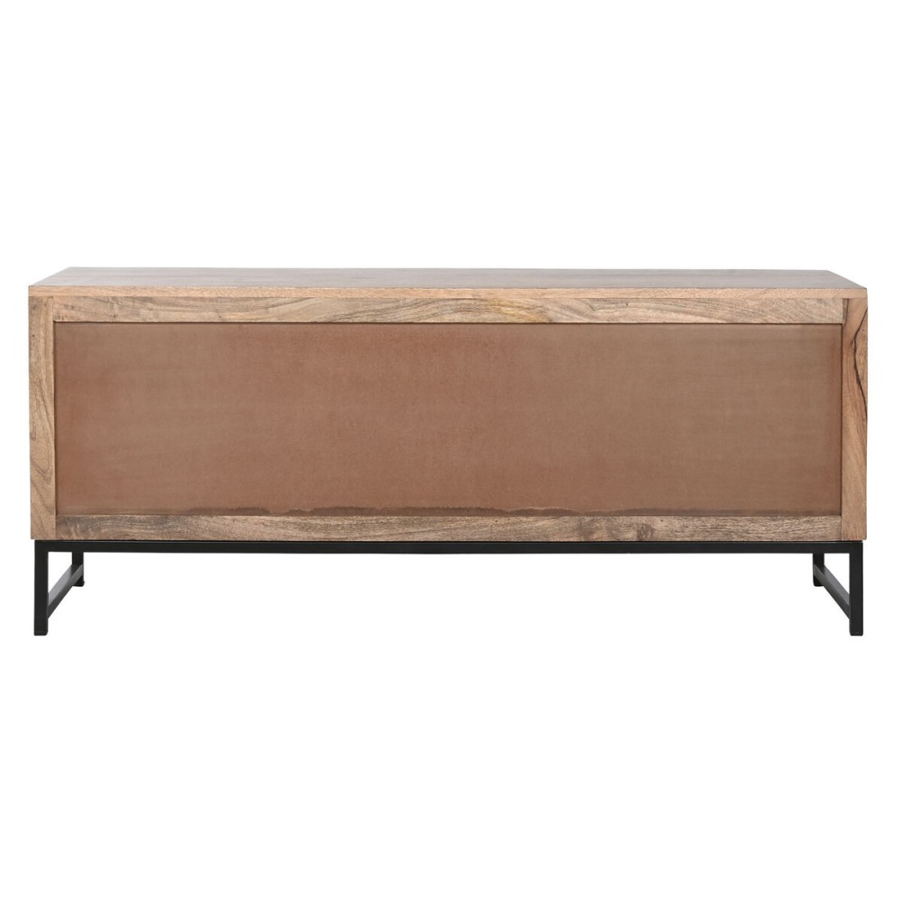 TV-Möbel Home ESPRIT Braun Schwarz Silberfarben Mango-Holz Spiegel 130 x 40 x 55,5 cm