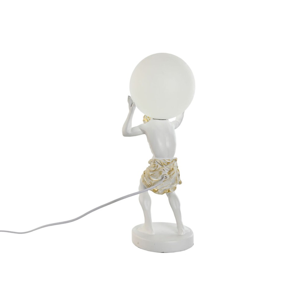 Desk lamp Home ESPRIT White Golden Resin Plastic 220 V 18 x 17 x 44 cm