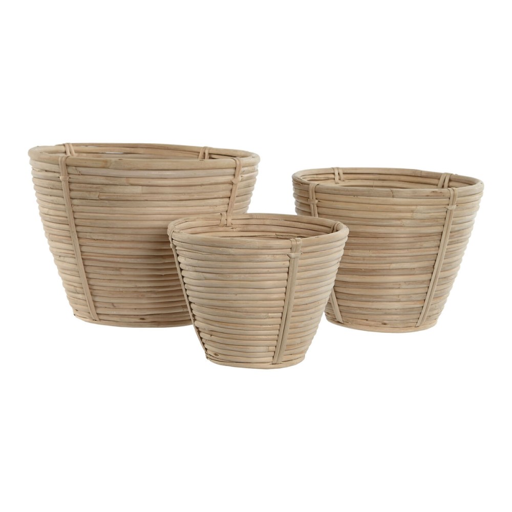 Set de pots de fleurs Home ESPRIT Rotin 25 x 25 x 20 cm