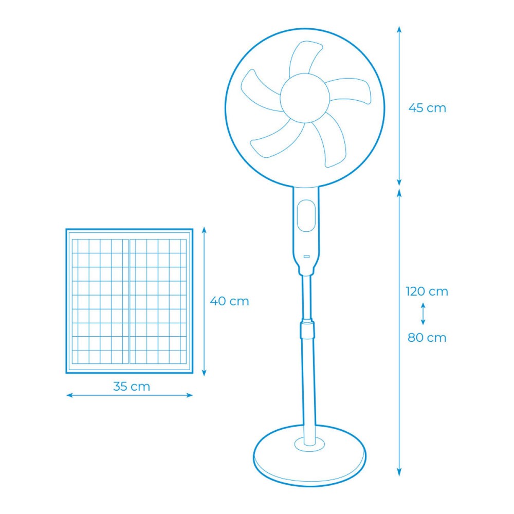 Freistehender Ventilator EDM 33523 Weiß 25 W Solar