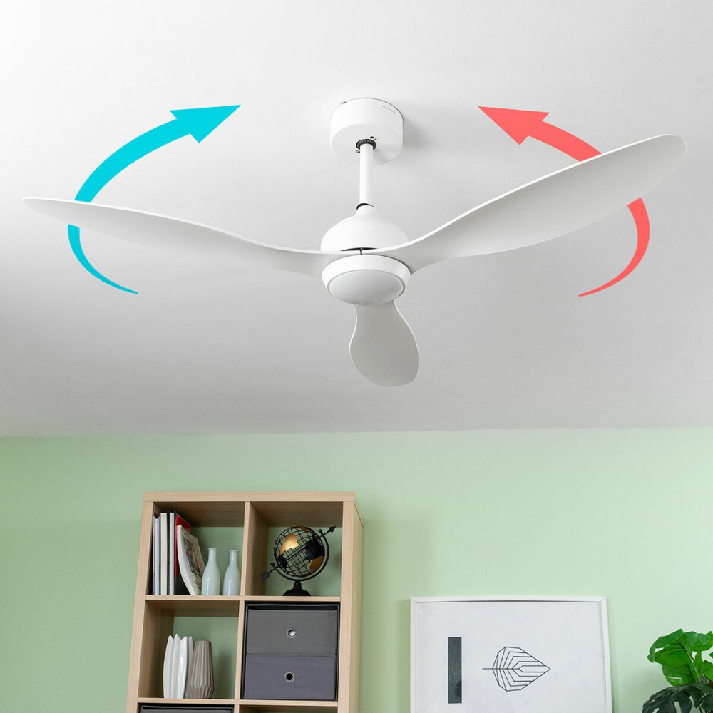 LED Ceiling Fan with 3 ABS Blades Flaled InnovaGoods White 36 W 52" Ø132 cm