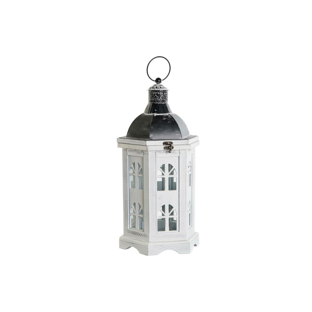 Lantern DKD Home Decor Aged finish White Dark grey Wood Crystal 19 x 17 x 39 cm