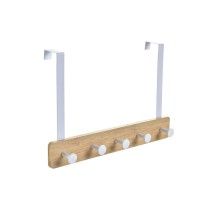 Door Coat Rack Home ESPRIT White Metal Bamboo 38,5 x 4,8 x 25,5 cm