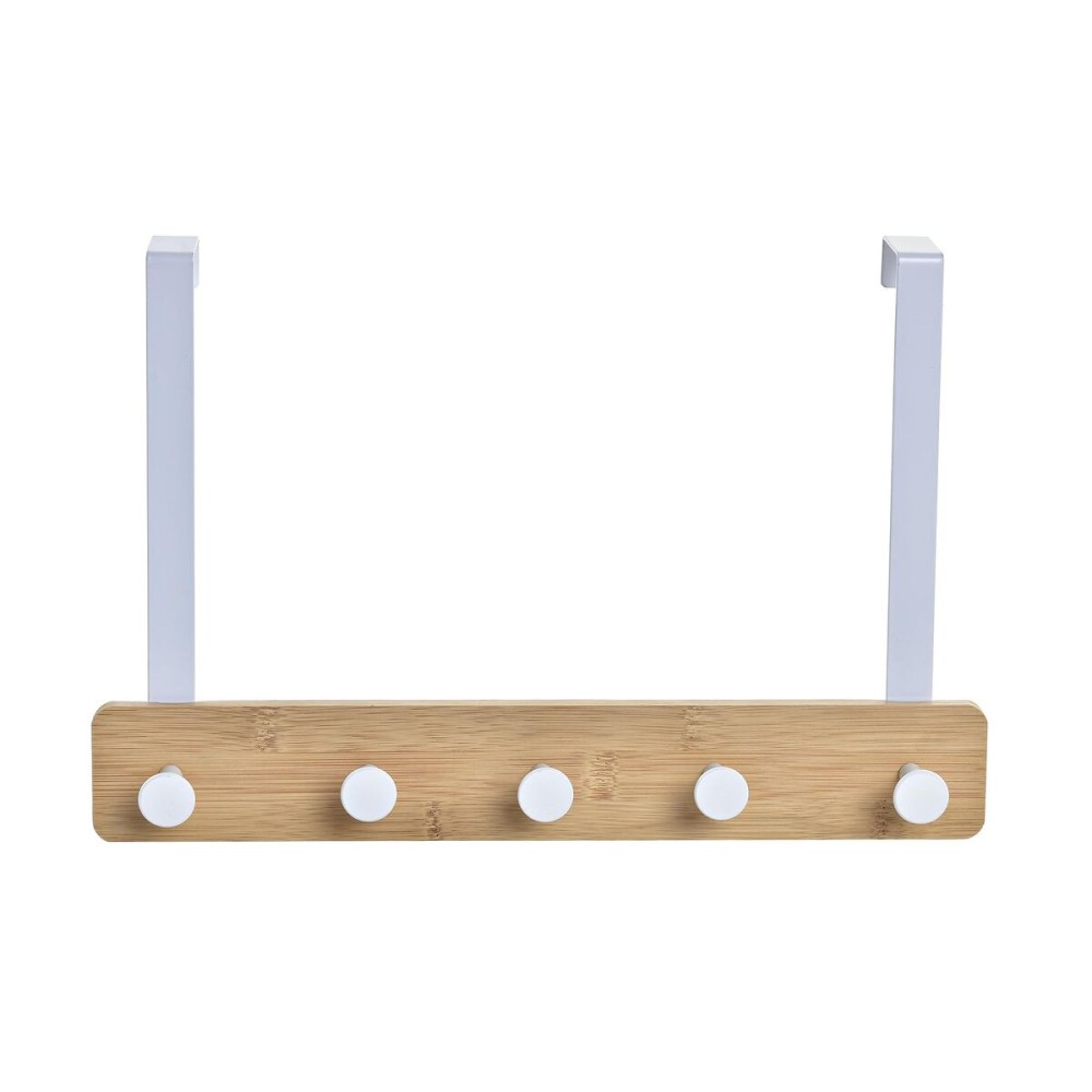 Porte-manteaux pour portes Home ESPRIT Blanc Métal Bambou 38,5 x 4,8 x 25,5 cm