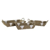 Jeux de plateaux Home ESPRIT Blanc Naturel Métal 51 x 30,5 x 13 cm (3 Unités)