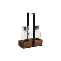 Salière et Poivrière Home ESPRIT Noir Verre Bois d'acacia 12 x 6 x 17,5 cm