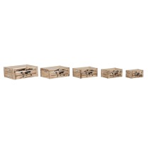 Set de boîtes décoratives Home ESPRIT Marron Noir Bois de paulownia Mappemonde 39 x 28 x 14,5 cm (5 Pièces)