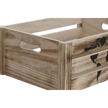 Set dekorativer Karten Home ESPRIT Braun Schwarz Paulonia-Holz Weltkarte 39 x 28 x 14,5 cm (5 Stücke)