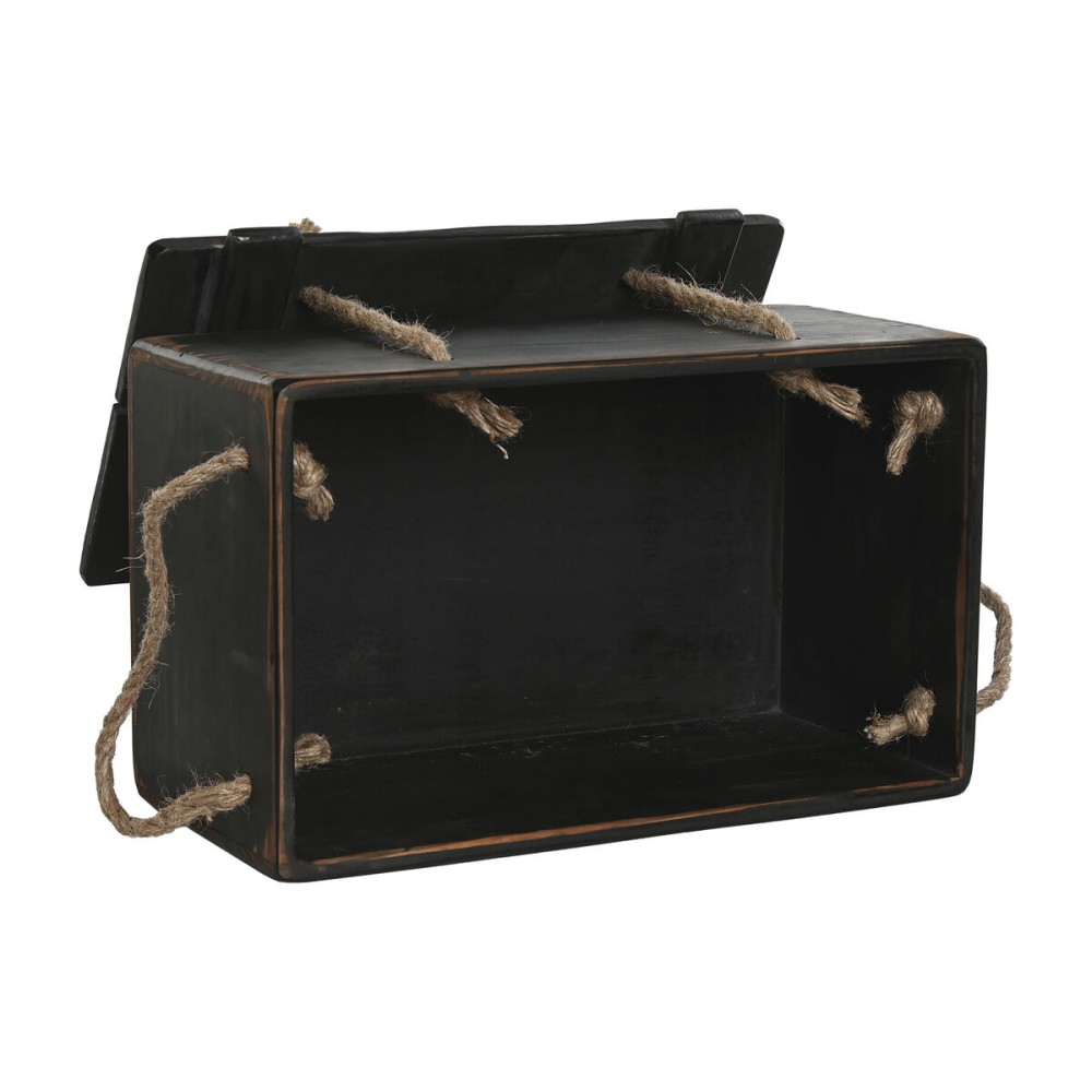 Storage boxes Home ESPRIT Black Fir wood 38 x 24 x 20 cm 3 Pieces