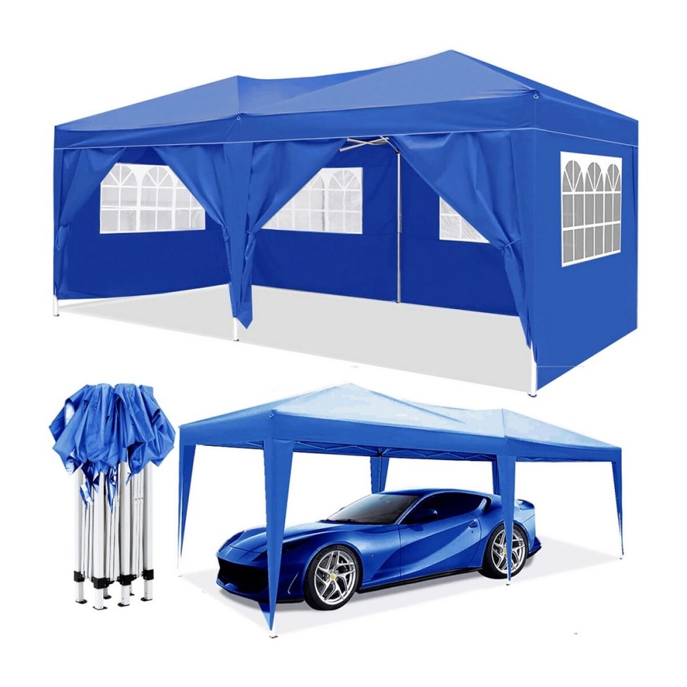 Pergola Gazebo Steel 600 x 300 x 260 cm Blue