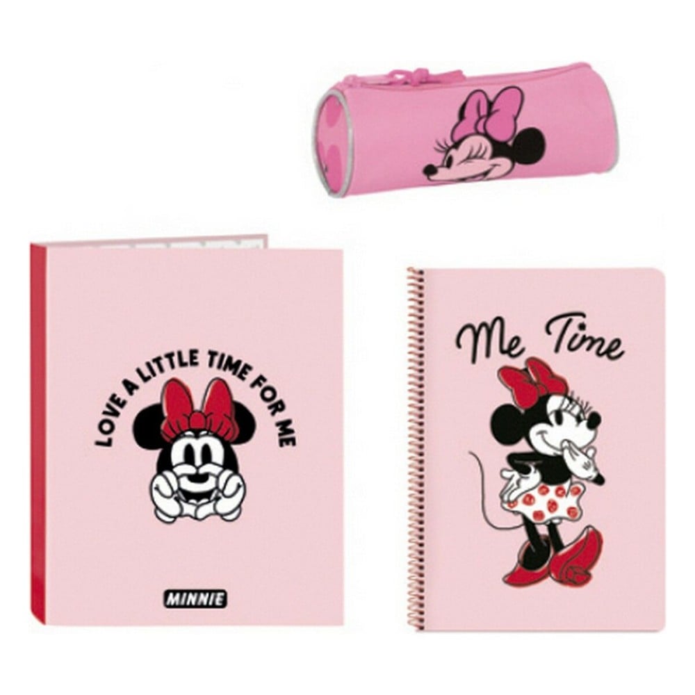 Ensemble de Papeterie Minnie Mouse Loving Rose A4 3 Pièces