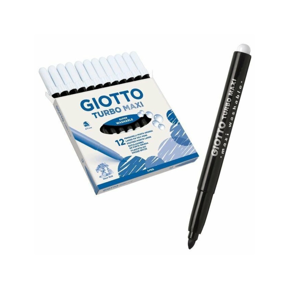 Set of Felt Tip Pens Giotto Turbo Maxi Black (5 Units)