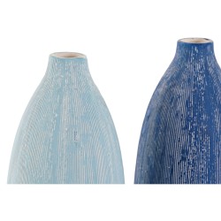 Vase DKD Home Decor Blau Himmelsblau Marineblau Dolomite Mediterraner Antiker Finish 11 x 11 x 36 cm (2 Stück)