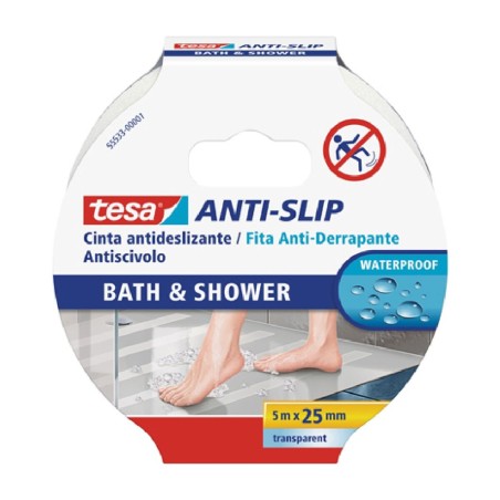 Klebeband TESA Anti slip bath & shower 5mx25mm Antirutsch Durchsichtig PVC (1 Stücke)