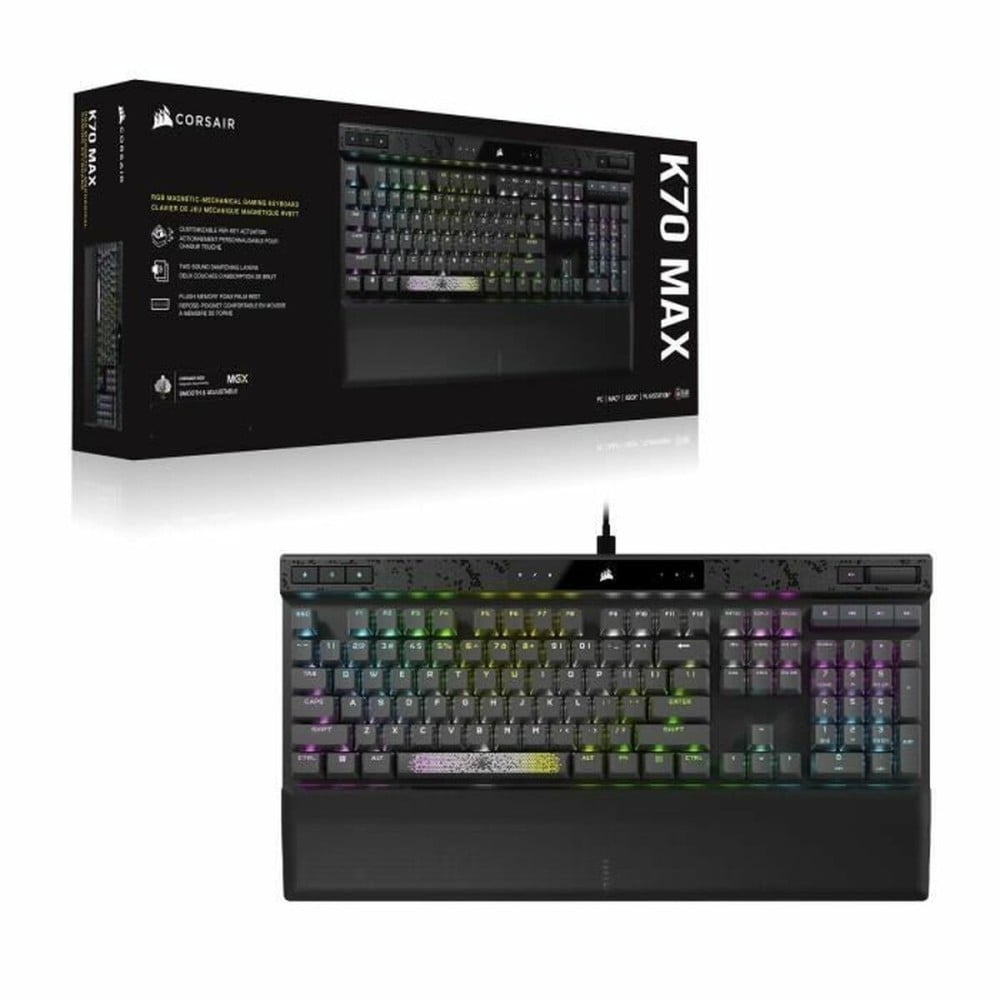 Bluetooth-Tastatur Corsair K70 MAX RGB Schwarz Grau Französisch AZERTY