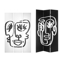 Folding screen White Black Canvas 122 x 2,5 x 180 cm Face