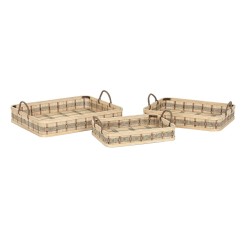 Jeux de plateaux DKD Home Decor Marron Clair Bambou 54 x 43 x 9 cm (3 Unités) (2 Unités)