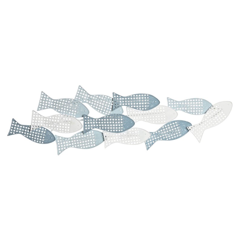 Wanddekoration DKD Home Decor Blau Weiß Mediterraner Fische 100 x 5 x 30 cm