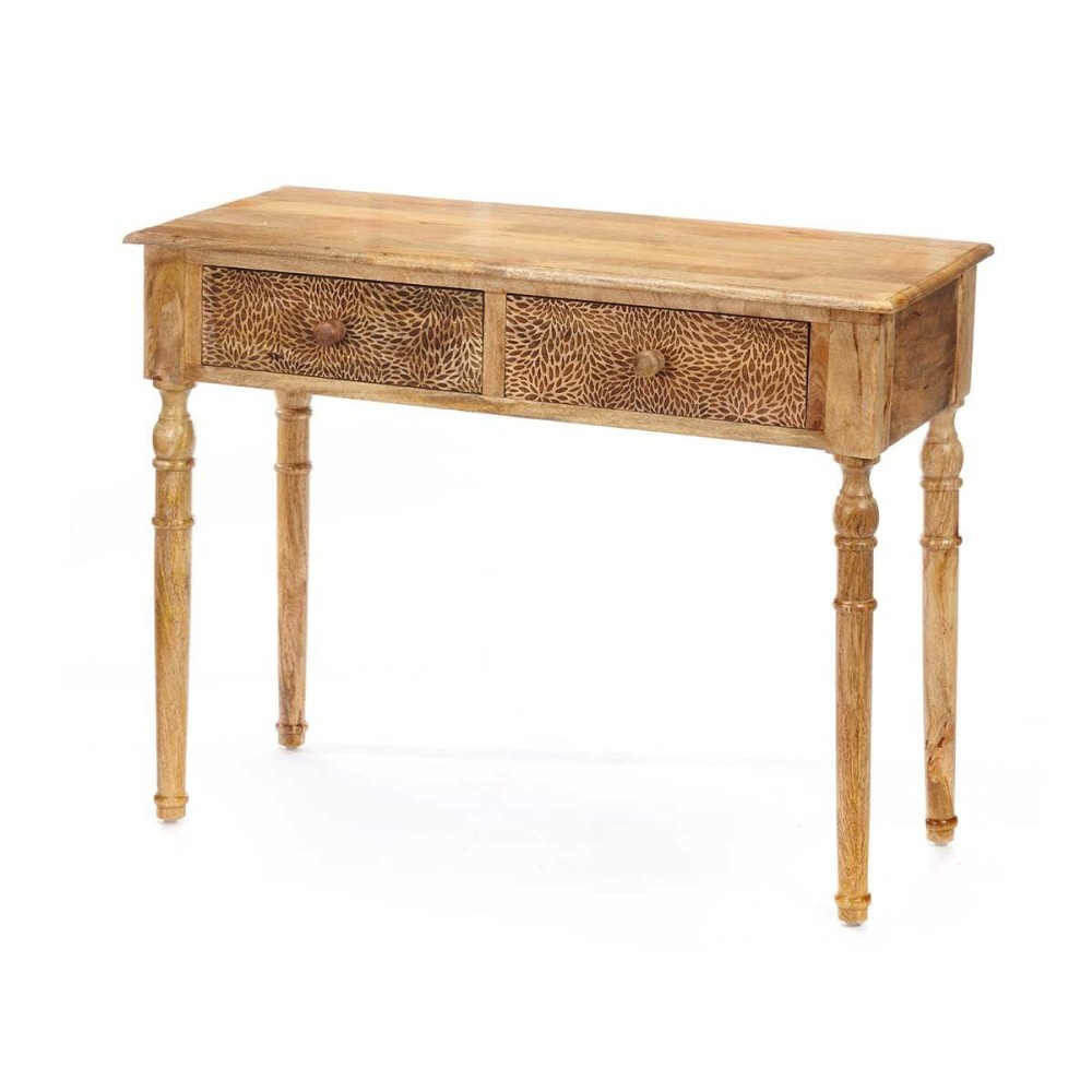 Hall Table with 2 Drawers Gift Decor 39 Brown 98 x 77 x 42 cm Sheets